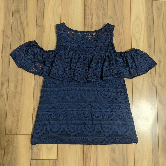 NWT! Lilly Pulitzer Lyra Top High Tide Navy Scalloped Stripe Lace Size S $98 - Picture 12 of 12